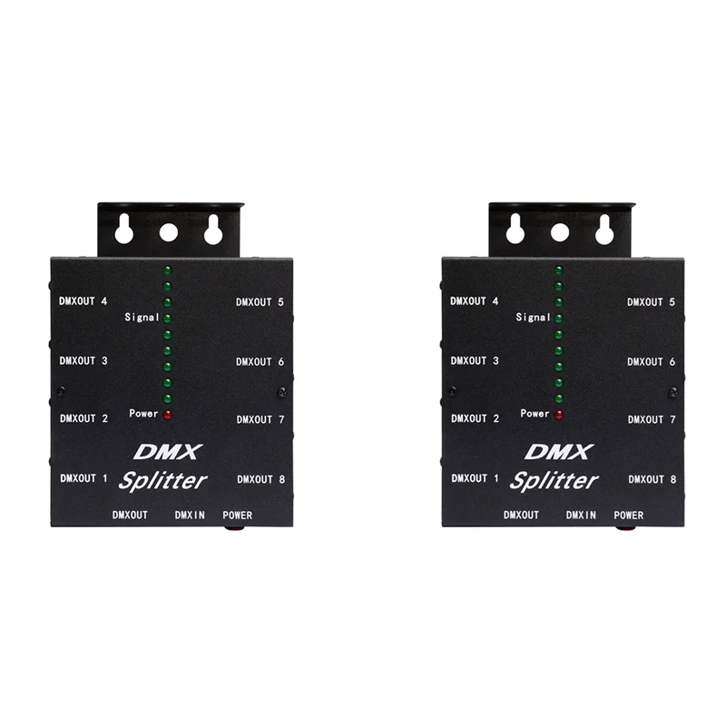 

【NEW LISTING】2X DMX512 Spillter 8 Ports Channels Isolated 3Pin Optical Istribution Amplifier For DJ Disco DMX Stage Lighting EU