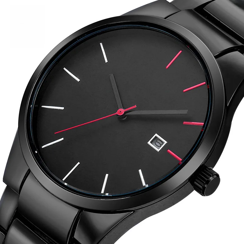 Hannah MartinWaterproof Tungsten Black Steel BeltwatchesWatch Business Calendar Quartz Men's Watch