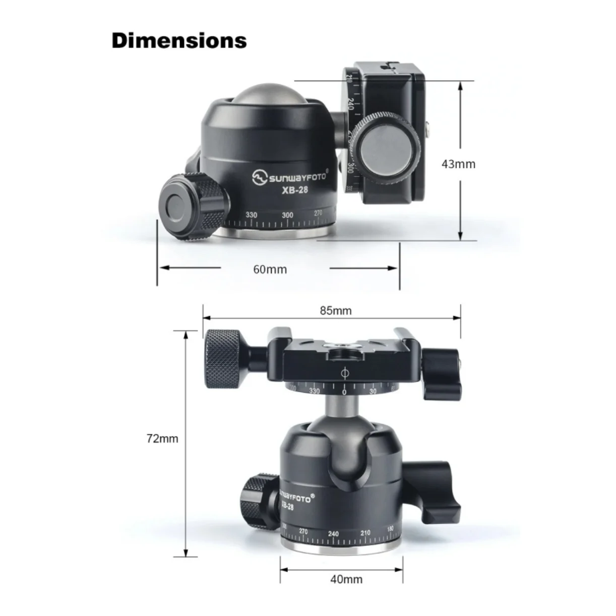 SUNWAYFOTO Tripod Mini Ball Head for DSLR Camera Tripod Ballhead  Professional Aluminum Monopod Panoramic Ball Head