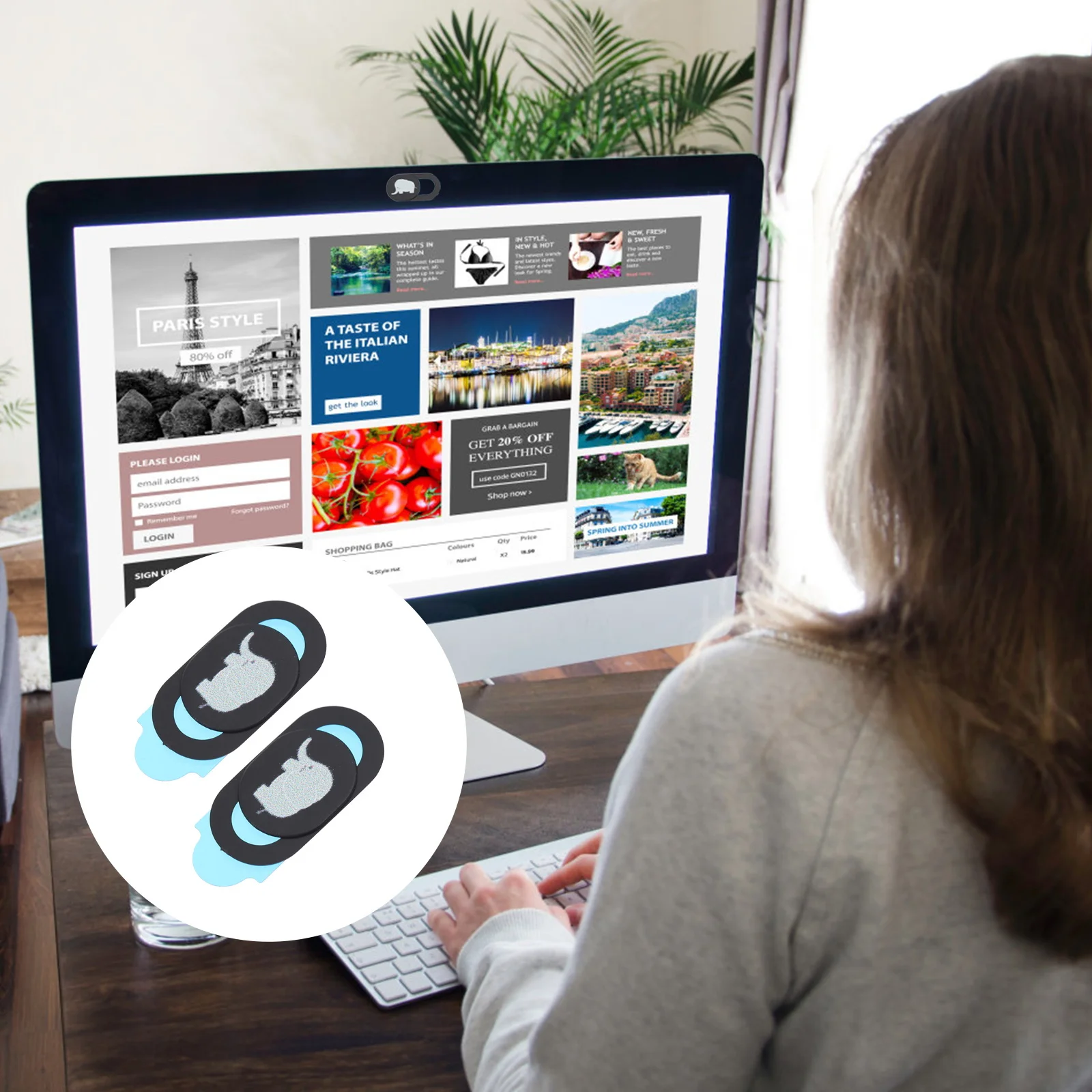 2 pcs Webcam Cover Slide Protection Cover Penguin Pattern Adhesive Back Compatible With Laptop Phone Prevent