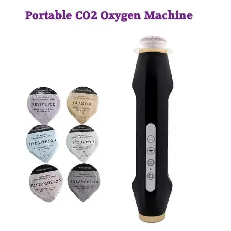 New design Handheld Co2 Bubble Pen Oxygenation Capsules Pods Rechargeable Skin Tightening Facial Machine Oxygen Facial Kit