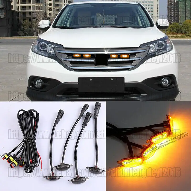 

Для Honda CR-V 2012-16 дымчатый янтарный светодиодный передний бампер, решетка ходовых огней, лампы