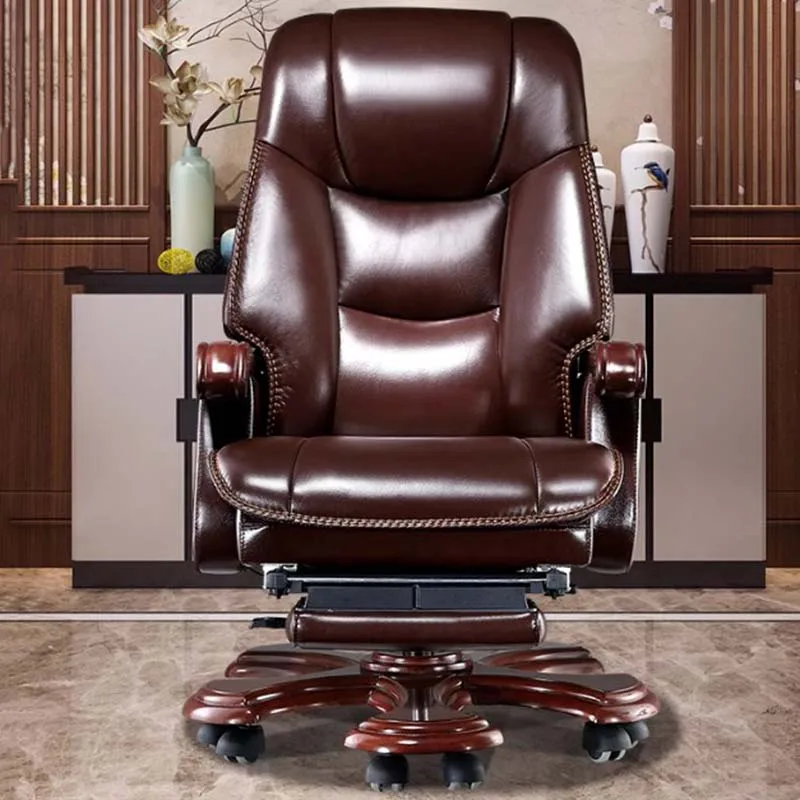 Leather Wheel Office Chair Support Design Relax Modern Massage Chair Chaise Mobile Comfy Luxury Silla Oficina Office Furniture