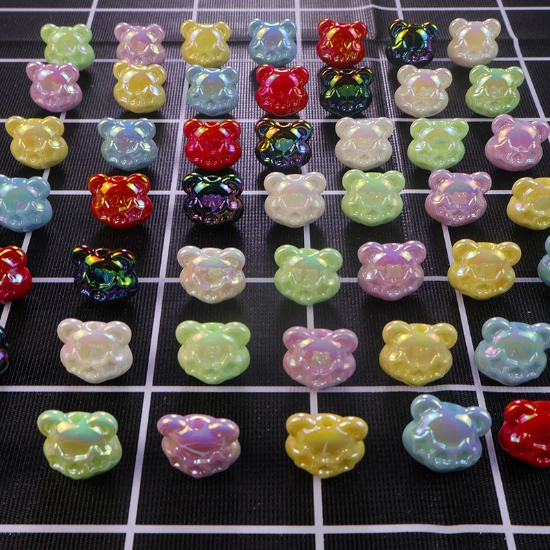 15-100Pcs UV Plating Acrylic Bear Beads 3MM Vertical Hole Septal Pearl DIY Bracelet Necklace Accessories For Jewelry Making