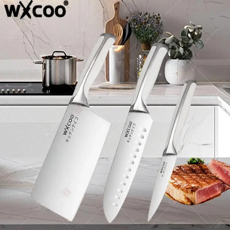 

WXCOO Stainless Steel Kitchen Knives Professional Santoku Knife Sharp Slicing Bone Chopping Utility Household Fruit Vegetable