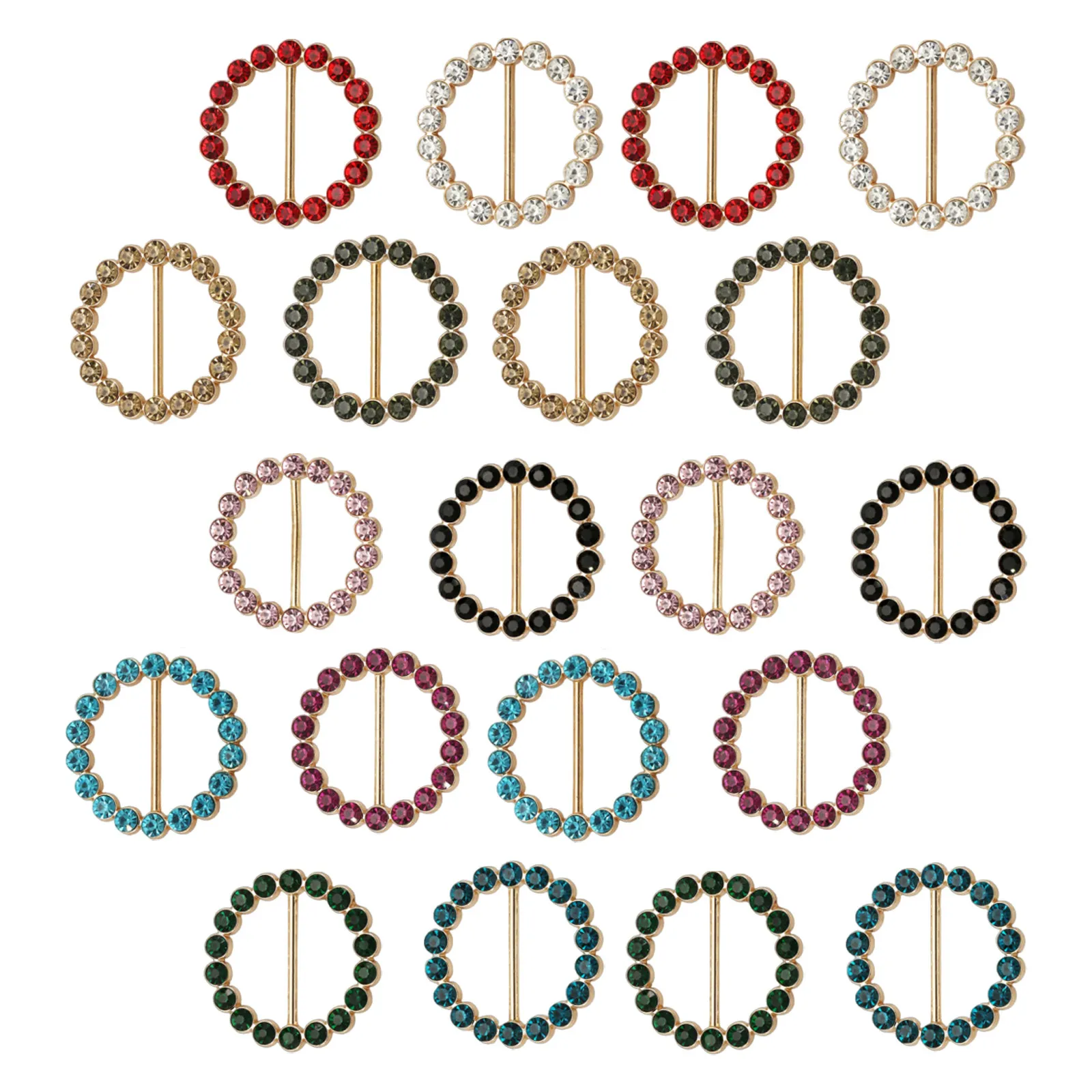 

20Pcs Scarf Rings for Women Alloy Multi-Color Rhinestone Scarf Slide Buckle Clips Shirt Tie Clip Sweater Fastener Waist Buckle