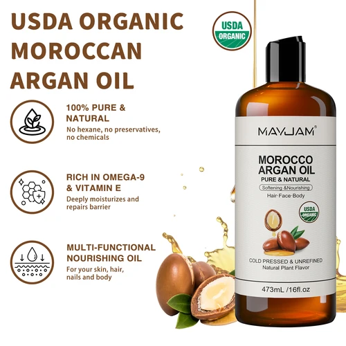 Imagen 2 del producto Aceite de argán marroquí orgánico puro para tratamientos del cabello y el cuero cabelludo, aceite transportador Natural puro prensado en frío nutritivo para hidratar la piel