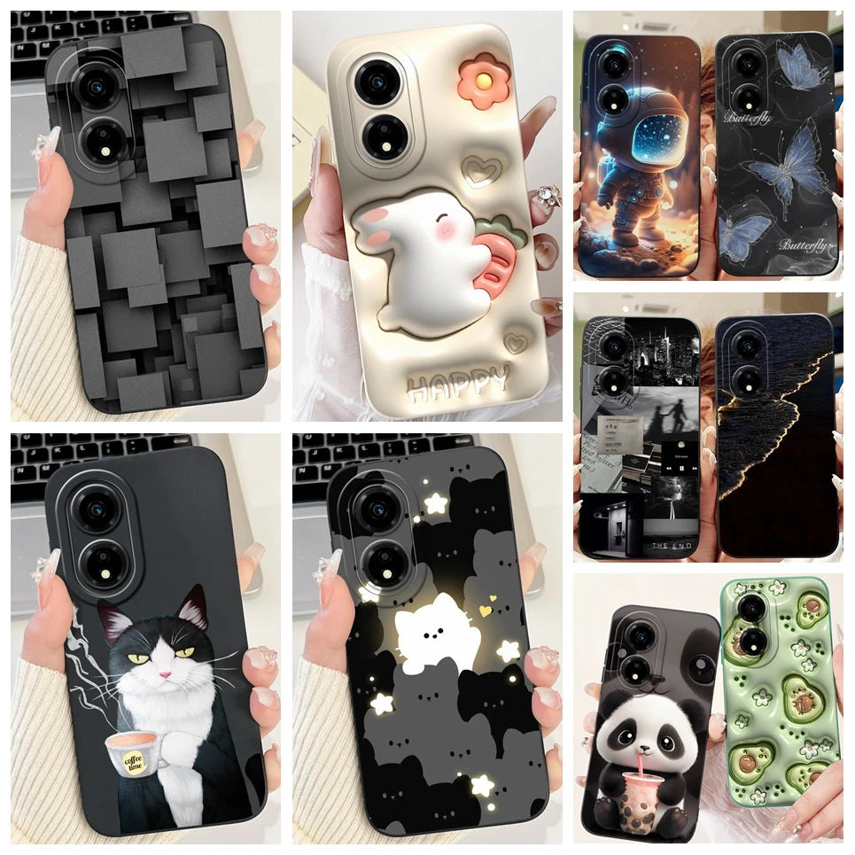 For Honor X5 Plus HonorX5 Phone Case Soft Matte Silicone Capa Huawei Honor X5Plus Funda Goothic Style Cartoon Flower Back Cover