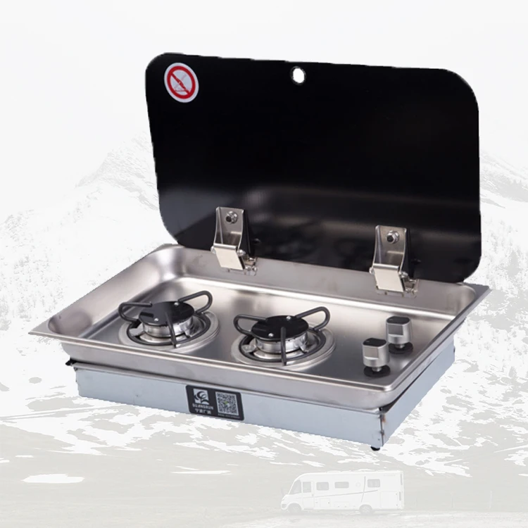 2024 Hot Sale Luxury Stainless Steel Lightweight Motorhome Gas Cooktop 2 Burner Trailer Camping Caravan RV Gas Stove