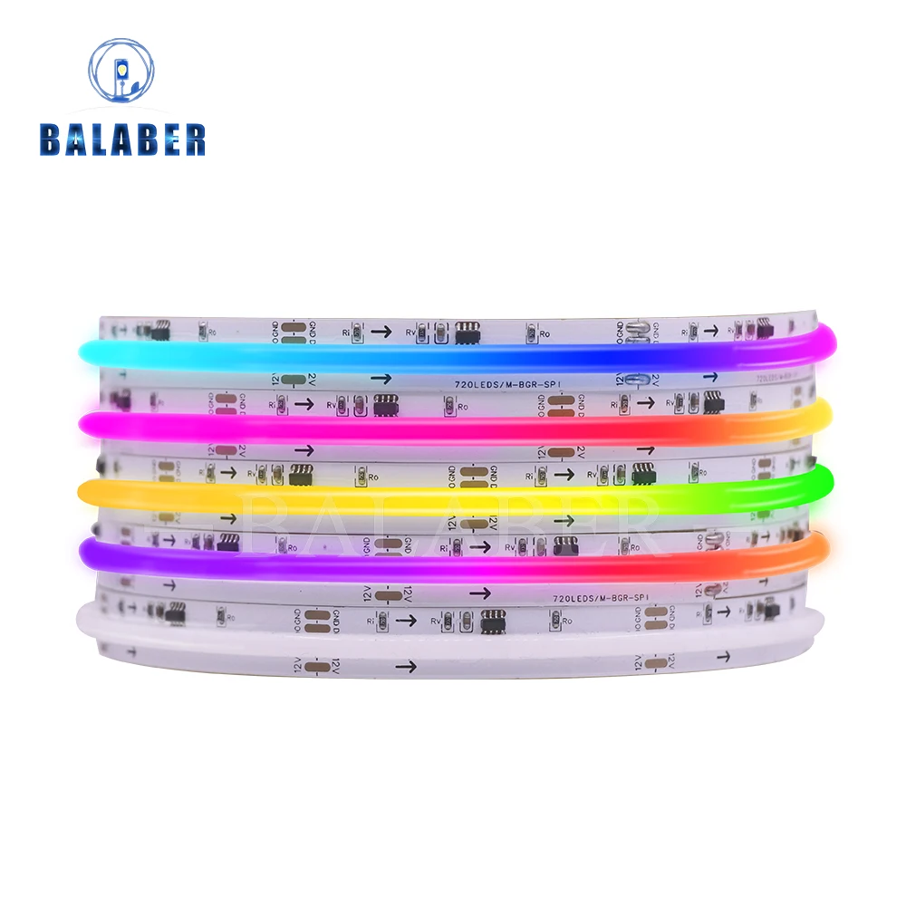 

WS2812 RGBIC COB LED Strip High Density Soft Full Color Tape Light 5V/12V/24V SPI Addressable Smart lighting bar White/BlacK PCB