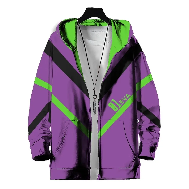 EVA 01 Shogoki Anime Zipper Hoodie Coat Men's Autumn Winter Casual