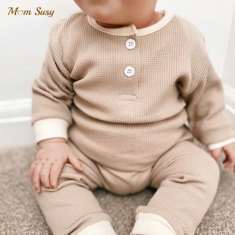 

Newborn Baby Girl Boy Cotton Clothes Set Ribbed Sweatshirt+Pant 2PCS Bebe Home Suit Spring Autumn Clothing set Outfit 0-2Y