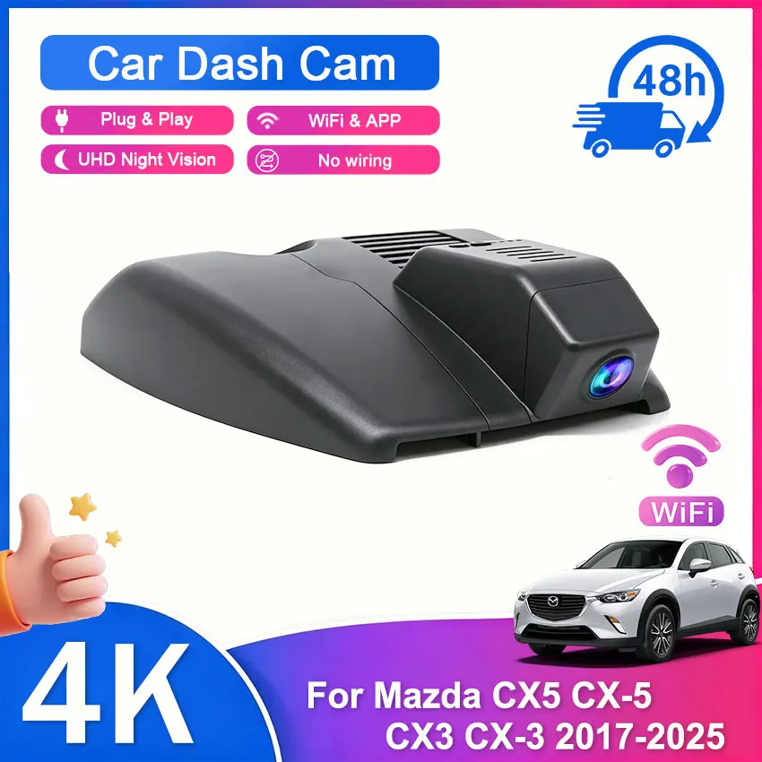 Car Dvr Plug And Play Wifi Video Recorder Dash Cam Car Dvr Camera For Mazda CX5 CX-5 CX3 CX-3 2017-2025 (Left-hand drive) DashCa