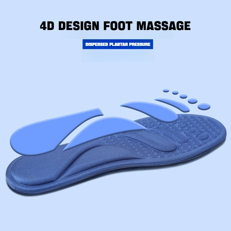 4D Massage Shock Absorption Orthopedic Insoles Memory Foam Shoes Insole Arch Support Insoles for Feet Fasciitis Relief Shoe Pads