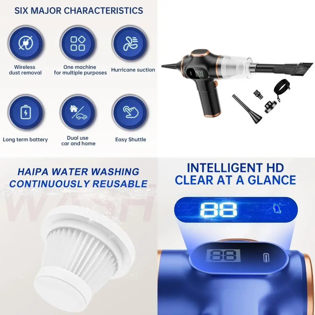 

Автомобильный пылесос 290000pa Автомобильный аксессуар Ручной автомобильный пылесос с детализацией Влажный сухой пылесос для