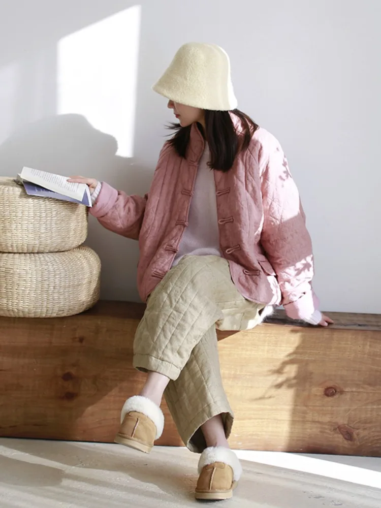 Pantalon en coton Thiened pour femme, pantalon d'hiver pour loisirs à la maison, chou pour maman, taille élastique, neuf Points, rempli de coton