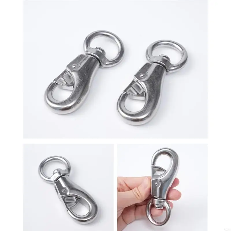 M76E 304 Stainless Steel Rotating Eye Hooks with Spring Clasps, 2Pcs