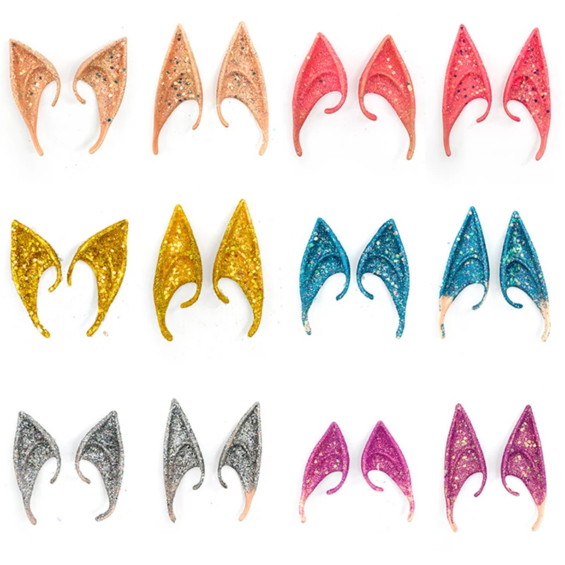 بريق اللاتكس آذان أنيمي الملاك الشيطان تأثيري الجنية Elf آذان تنكرية ازياء الدعائم هالوين عيد الميلاد الترتر الديكور #4