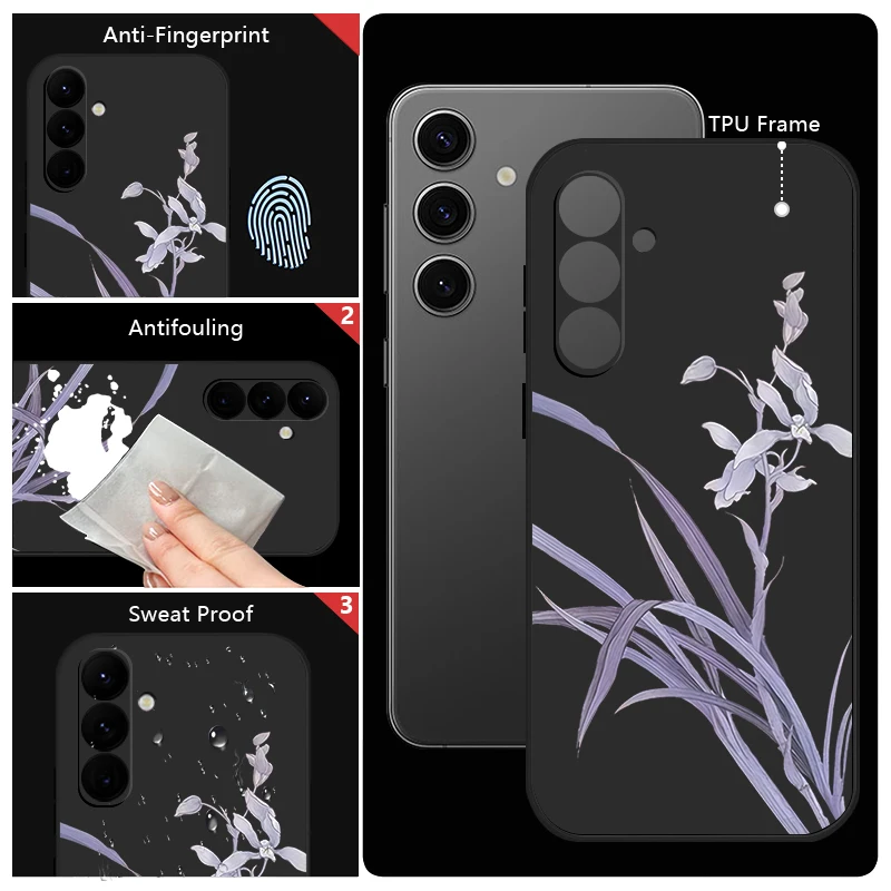 حافظة لهاتف سامسونج جالاكسي S24 S25 FE S25 S23 S22 Ultra A17 A56 A16 A55 A25 A15 A36 A35 5G الأرجواني السحلية طباعة لينة غطاء من البولي يوريثان #6