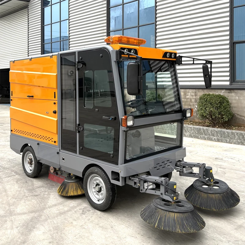 

Electric Four-wheel Five-brush Sweeper Trash Bin Hanging 240L Driving Industrial Sweeper Factory Workshop Street Road