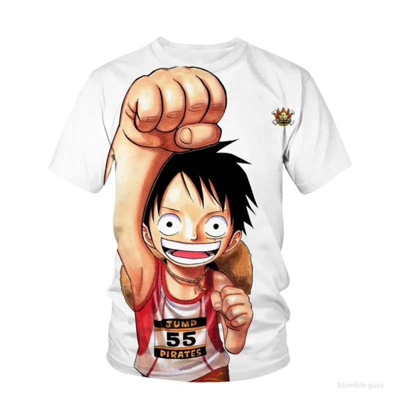 Summer Kids One Piece T-Shirt Sabo Smile Print Casual Boys Clothes Girls Short Sleeve Men Jersey Outdoor