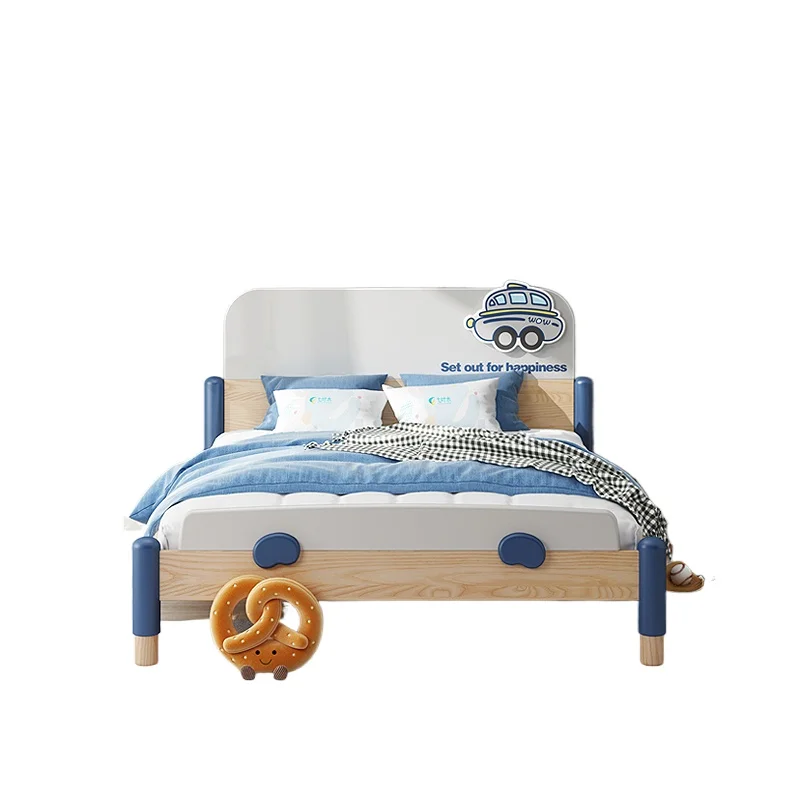 

Детская кровать 1,5 метра, односпальная кровать из ясеня для мальчика, простая мультяшная автомобильная кровать