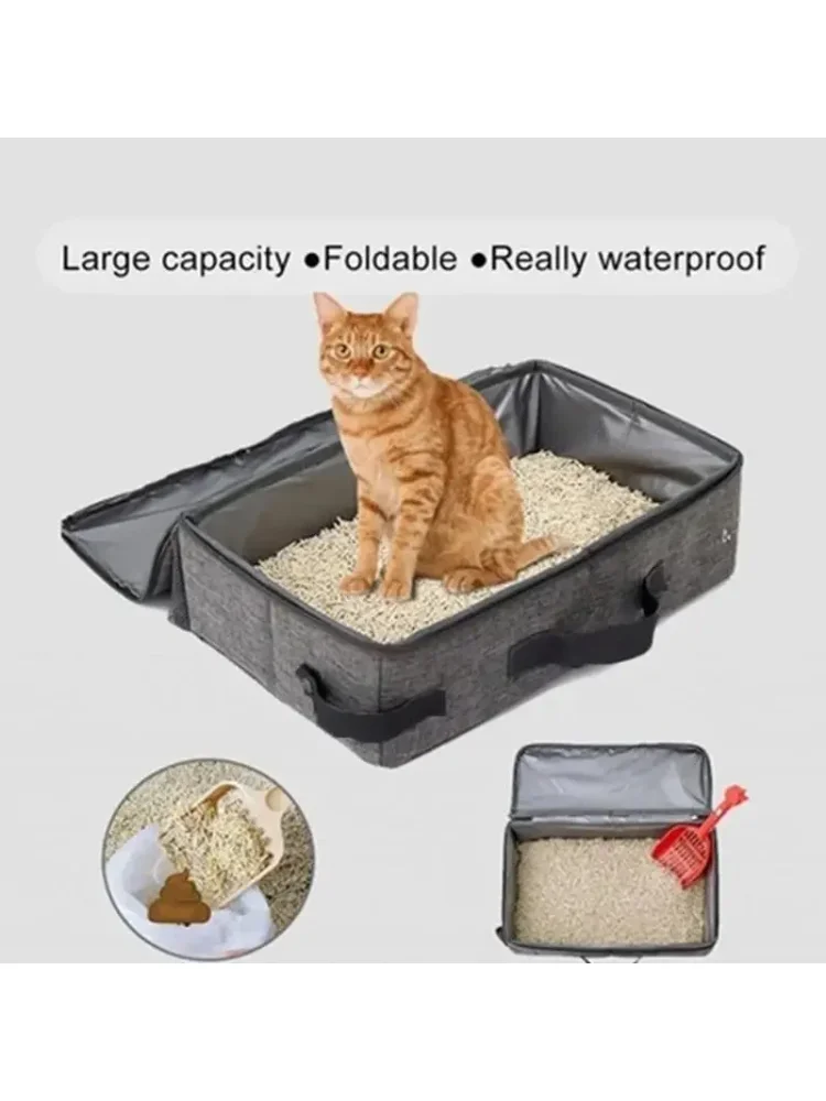 Foldable Portable Cat Litter Box Travel Pet Toilet Tray Waterproof Dog Potty Folding Compact Litter Pan