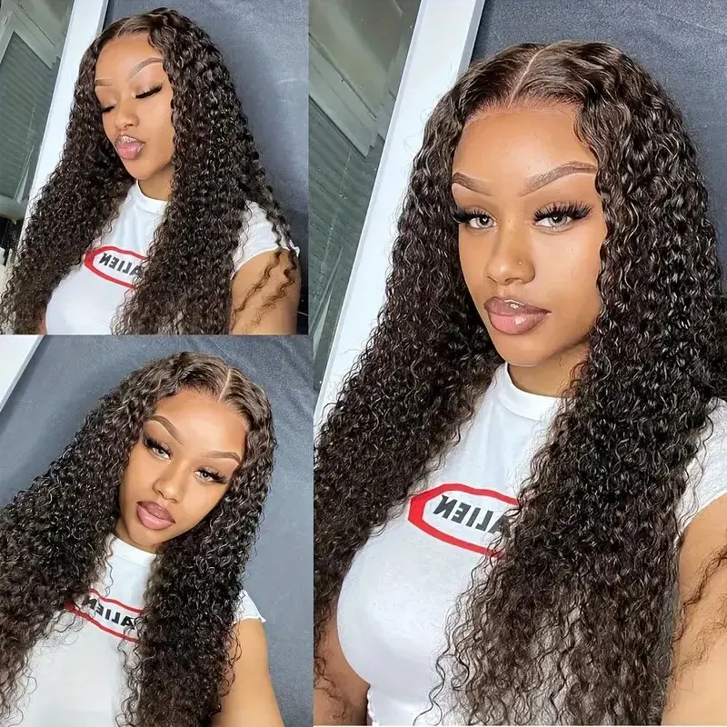 20 Inches 150 Density Natural Black 13x6 Lace Front Wig Curly Deep Wave Full For Women Human Hair Wigs