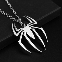 Spider Punk Pendants Chain Mens Necklaces Silver Color Neck Chain Gothic Couple Streetwear Gifts