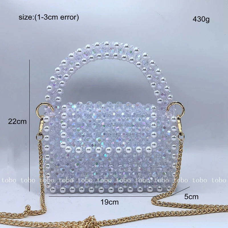 Fantasy Bling Transparent Beaded Wallet Small Women\'s Bags Retro Chain Cosmetic Bag for Makeup Cute Luxury Designer Handbags