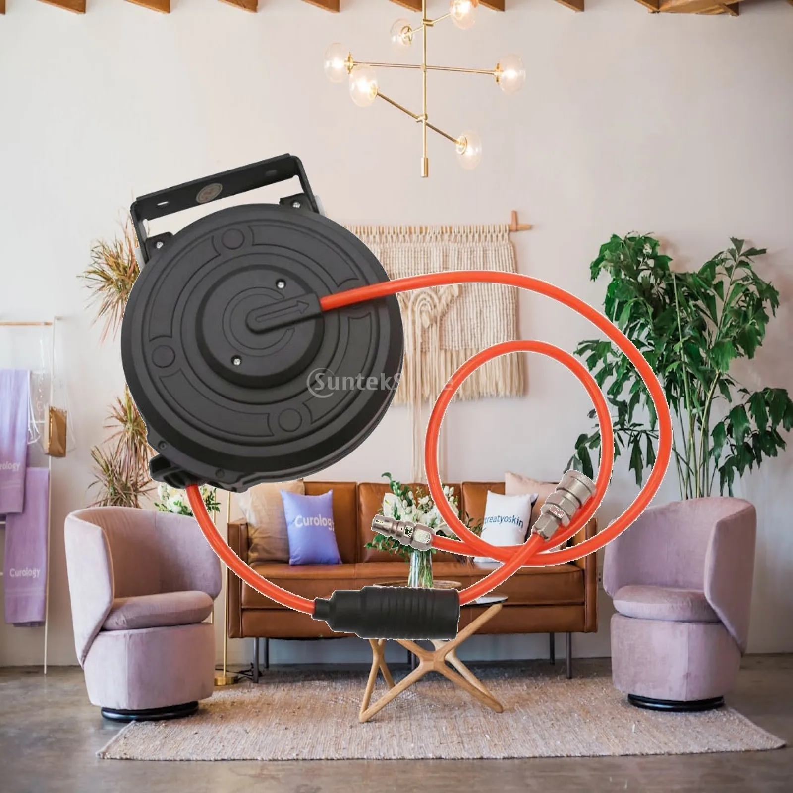 Retractable Pneumatic Air Hose Reel Flexible Swivel Wall Mount Storage for Workshop and Garage Tools