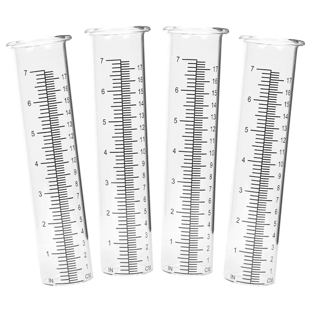 

4pcs Glass Gauge Tubes Scale for Outdoor Use 7 Inches St Lawn Garden Measuring Tool Rain Gauge Tube Precipitation Tester
