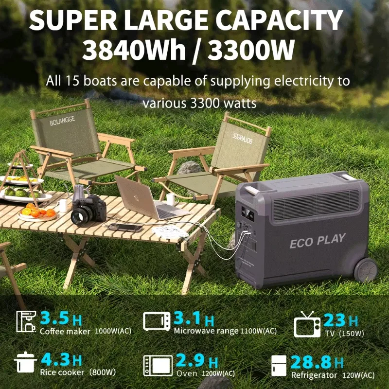 2026년형 공장 고품질 발전기 대용량 3840Wh 휴대용 파워스테이션 3600W 3300W 확장 배터리 포함 썸네일 5