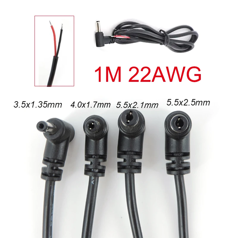 1m DC Power Cable 4.0x1.7 3.5x1.35mm 5.5x2.1mm 2.5mm DC Cable 22AWG Extension Cord Male Female connector