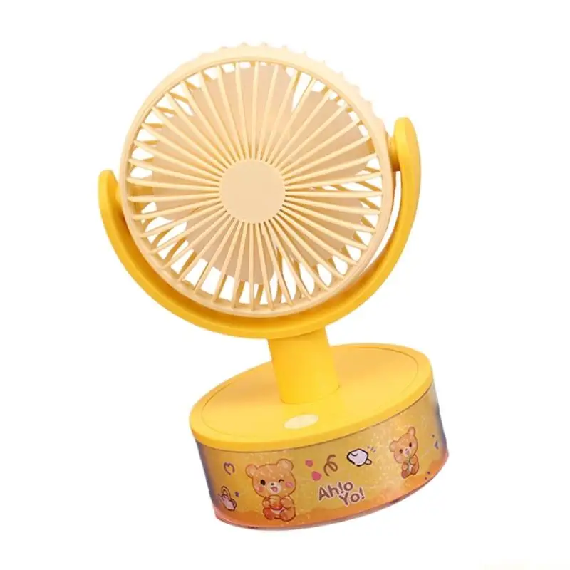 D0AB Desk Fan with Light Small Air Circulation Bedroom Office Air Cooling Fan Plastic Texture Suitable for Bedroom or Outdoor