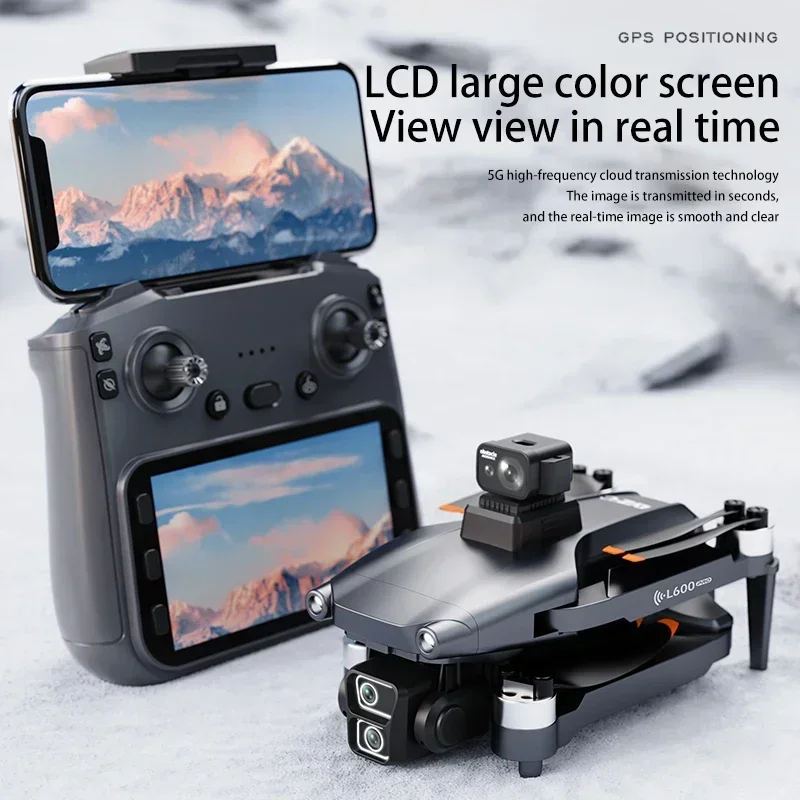 

Новый L600-1 PRO GPS Дрон 4K Professional HD с двойной камерой 360° ° Предотвращение препятствий с экраном, дистанционным управлением, бесщеточная игрушка-дрон
