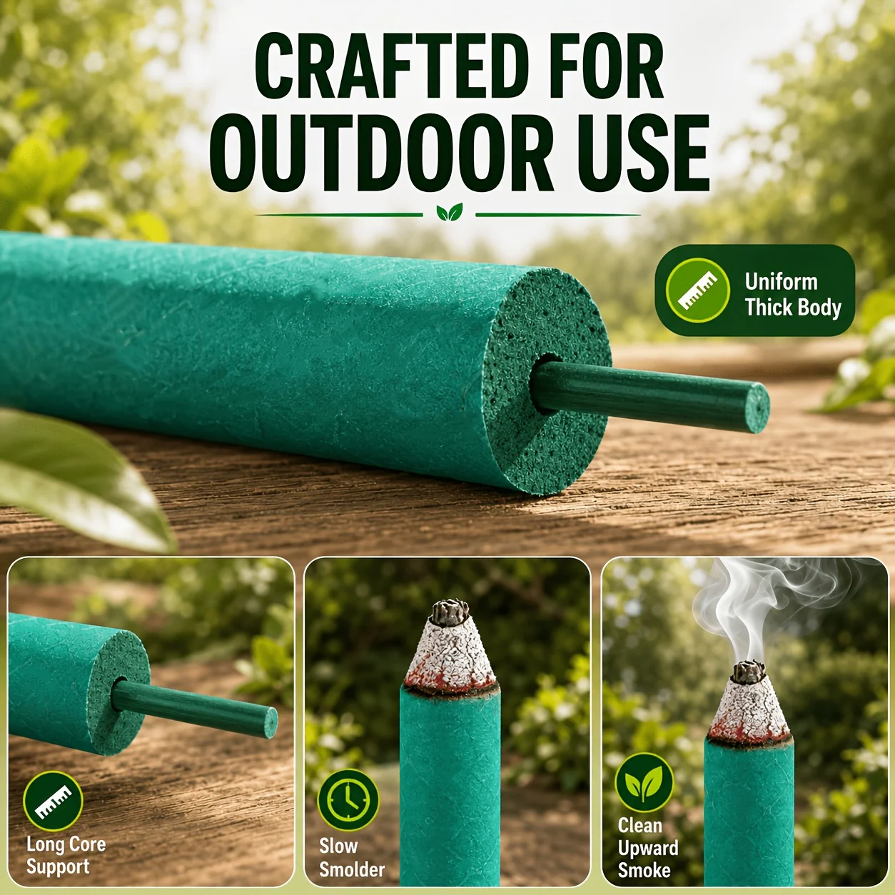 6/13/22 Garden Lemongrass Large Incense Sticks, 27cm Extra Long and Thick Outdoor Incense Sticks, Lemongrass Mint Rosemary Fresh Herbal Scent, Slow-Burning Large Incense Sticks That Last Approximately 1.5-2 Hours, Suitable for Terrace Dinners, Camping, Picnics