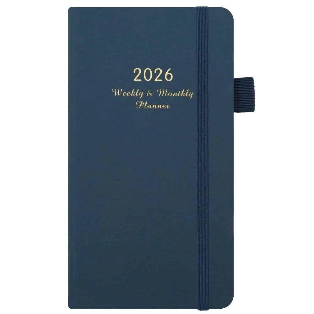

Hardcover 2026 Weekly Plan Notebook Portable Elastic Strap Weekly Monthly Planner Convenient Ribbon Bookmark