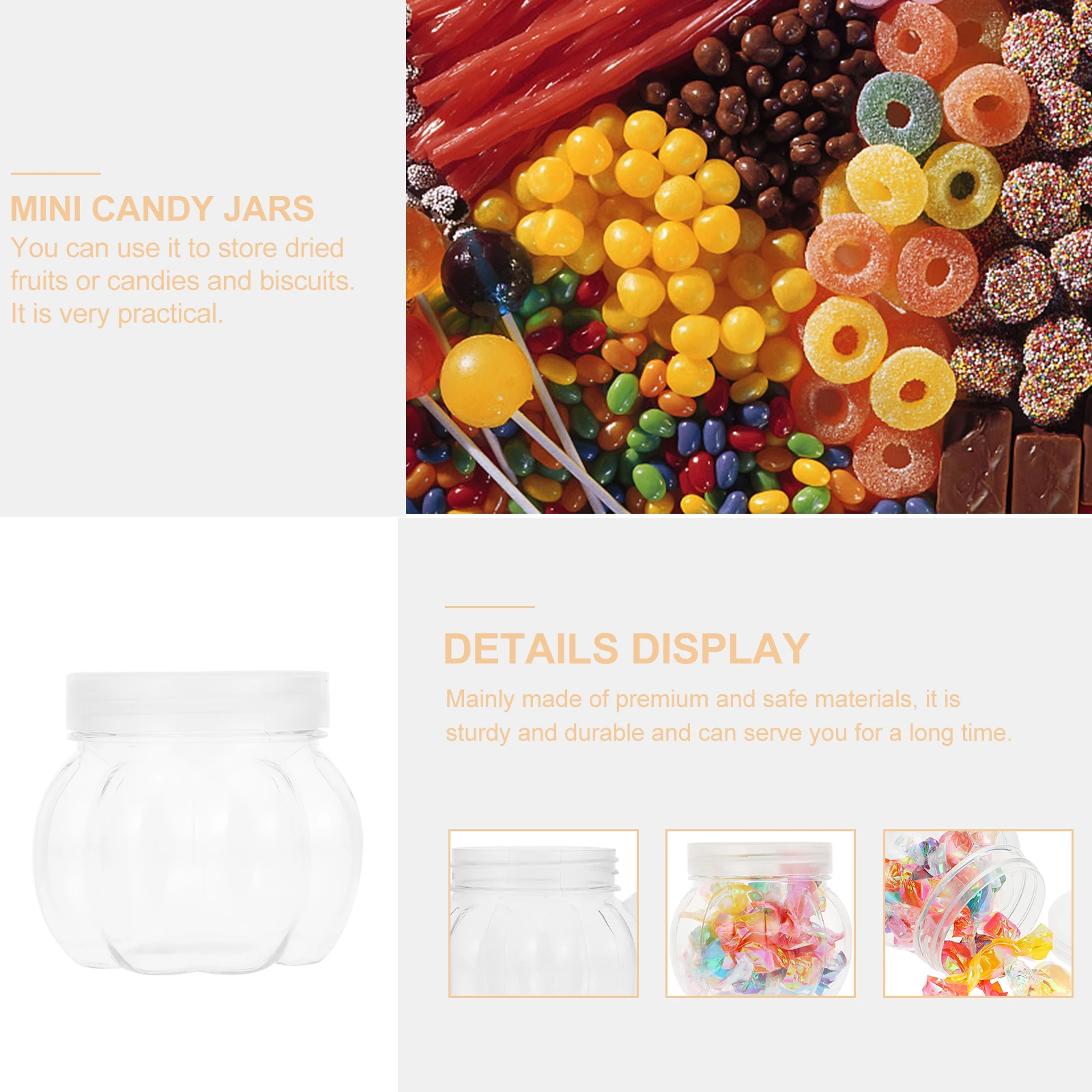 

12pcs 150ml PET Pumpkin Shaped Storage Jars Clear Plastic Containers for Candy Snacks Reusable Mini Holders Transparent Gift