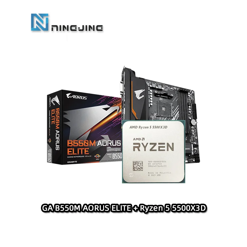 AMD R5 5500X3D Ryzen 5 5500X3D CPU + GA B550M AORUS ELITE mATX AMD