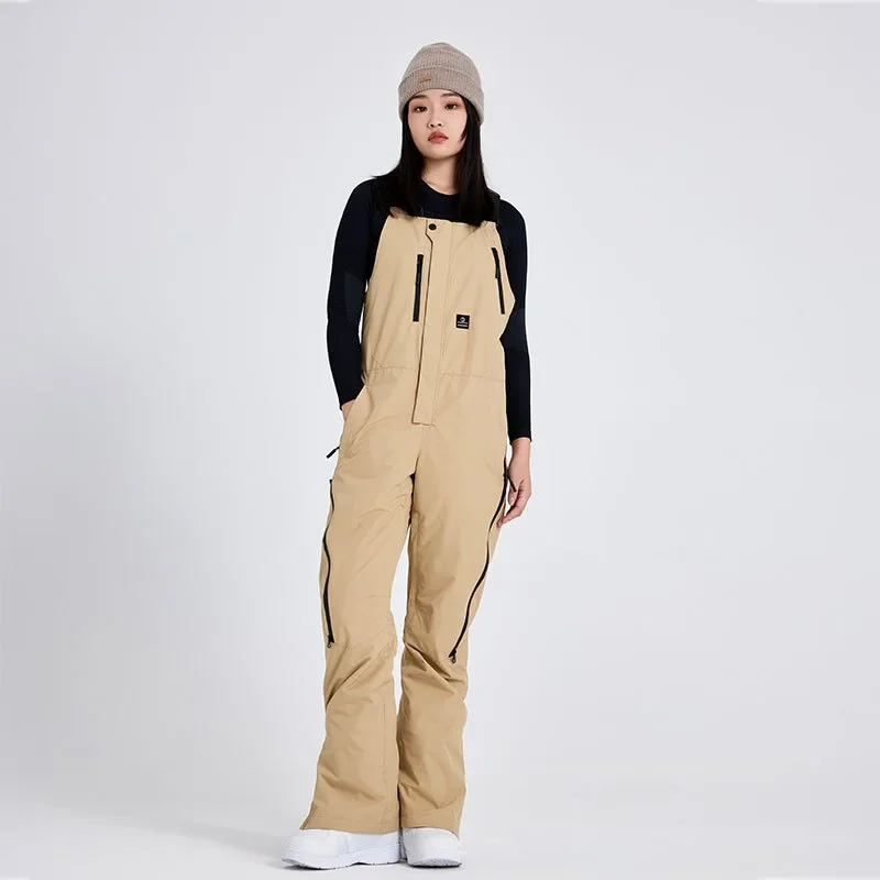 

2025 New Women's Windproof Waterproof Breathable Wear Resistant Double Board Ski Pants Men's Winter Loose Multi Pocket Ski Pants