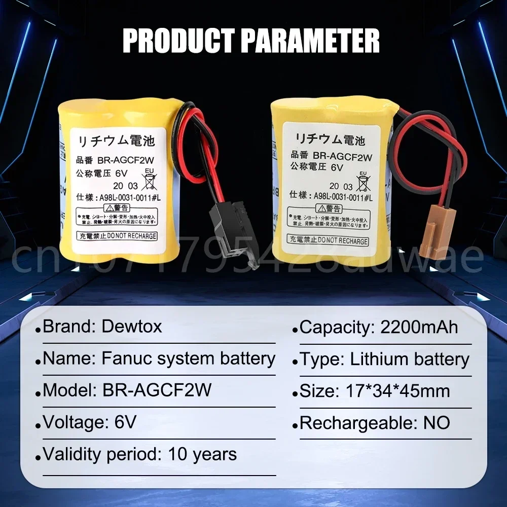 2 قطعة جديد BR-AGCF2W 6 فولت ل 2200 مللي أمبير ل FANUC A98L-0031-0011 ماكينة بتحكم رقمي بالكمبيوتر أداة البطارية المكونات السوداء