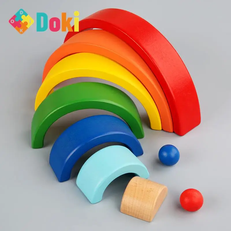 

DokiToy Rainbow Building Block Children's Early Childhood Education Toy Parent Child Infant Toy Assembly Building Block New 2024