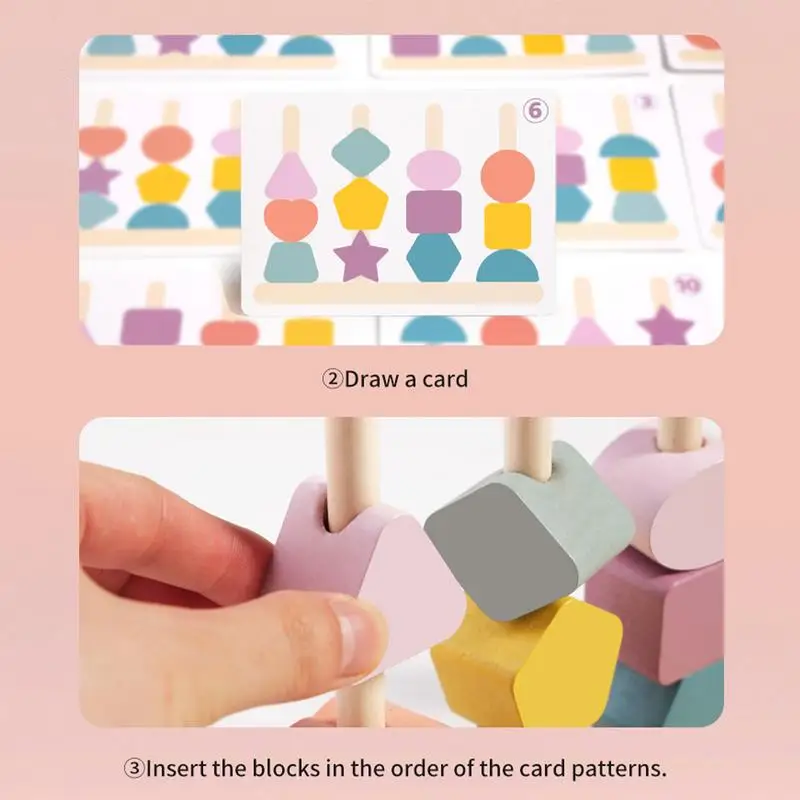 Montessori ของเล่นไม้สีรูปร่างปริศนาจับคู่เกมสีสันลูกปัดความรู้ความเข้าใจสีของเล่นเพื่อการศึกษา Early ของขวัญเด็ก