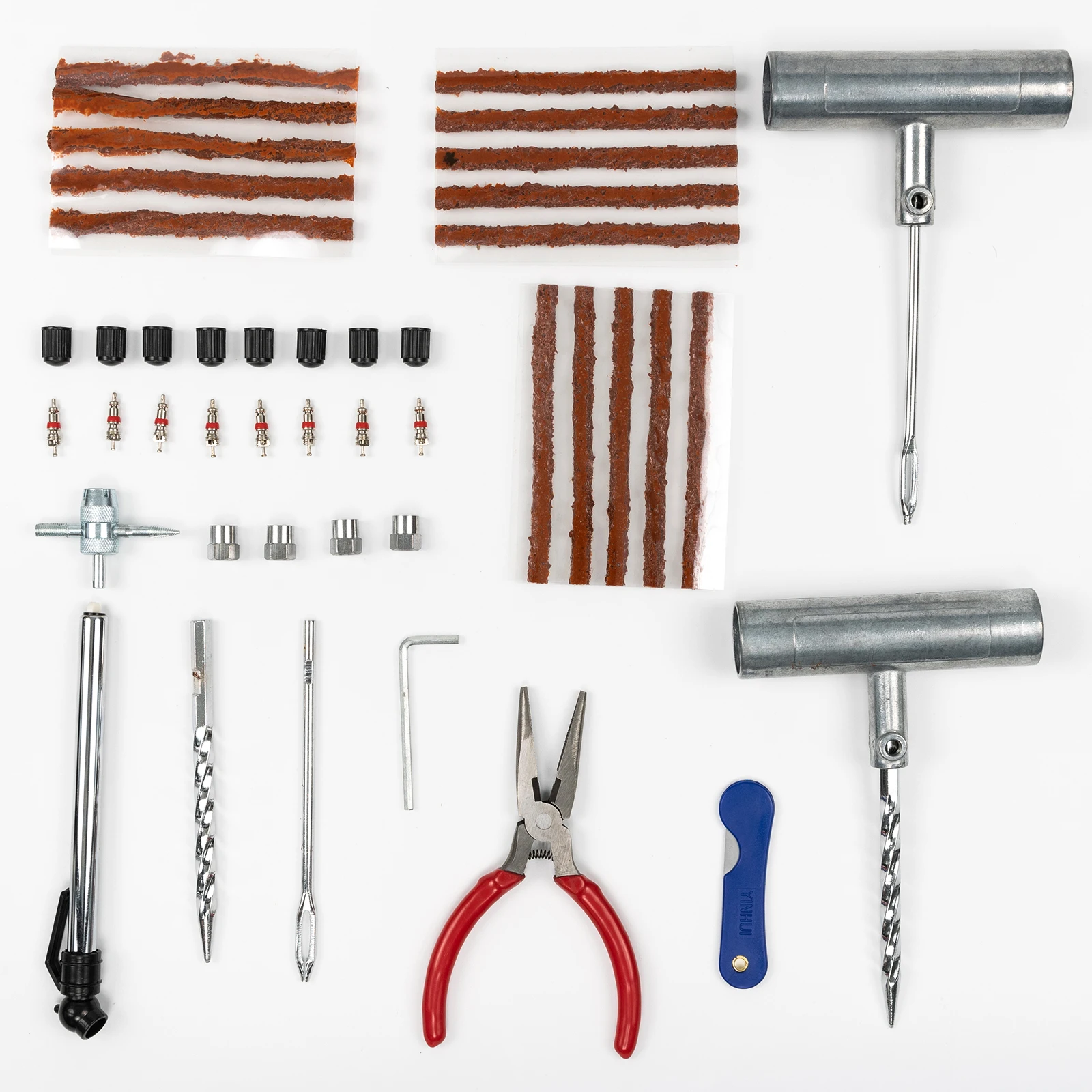 Kit de réparation de pneus de voiture Portable 45 pièces bricolage réparation facile outil de réparation de crevaison de pneus pour voiture motos ATVS tondeuses à gazon tracteurs camions