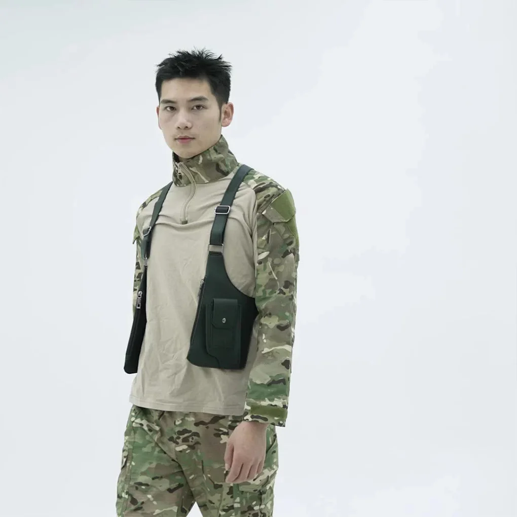 

Double Shoulder Strap Men's Chest Rig Bag Multi-Pocket Outdoor Anti-Theft Tactical Fishing Bag Waterproof PU Multi-Purpose Pack