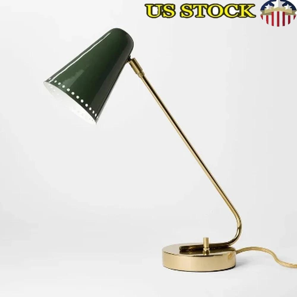 

Green Metal Task Lamp Cone Shade with Base Turn Knob Rotary Switch Modern Design Home Office Desk Lighting