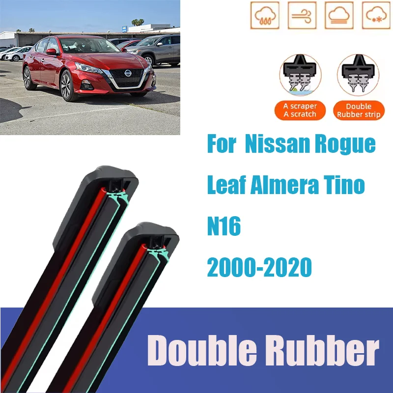 

For Nissan Rogue Leaf Almera Tino N16 Front Windshield Wiper General Motors Multifunctional Double Rubber Strip Wiper Wholesale