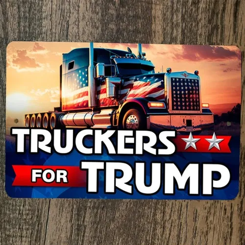 Truckers for Trump Metal Wall Sign USA #45 Donald