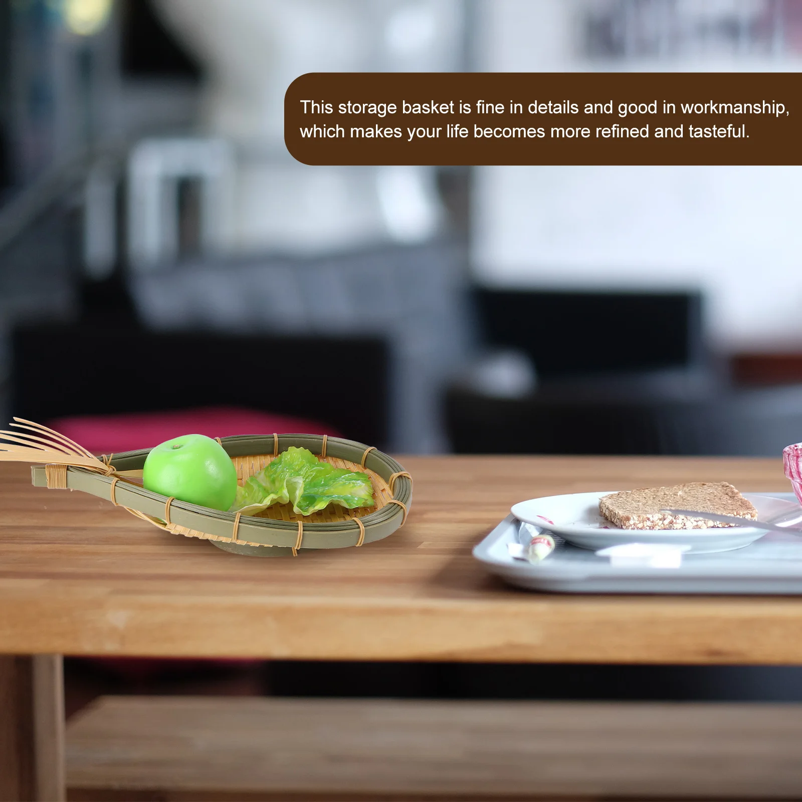 

2Pcs Storage Basket Set Premium Plastic Simulated Rattan Decorative Fruit Bread Basket Home Kitchen Pantry Candy Snack Holder